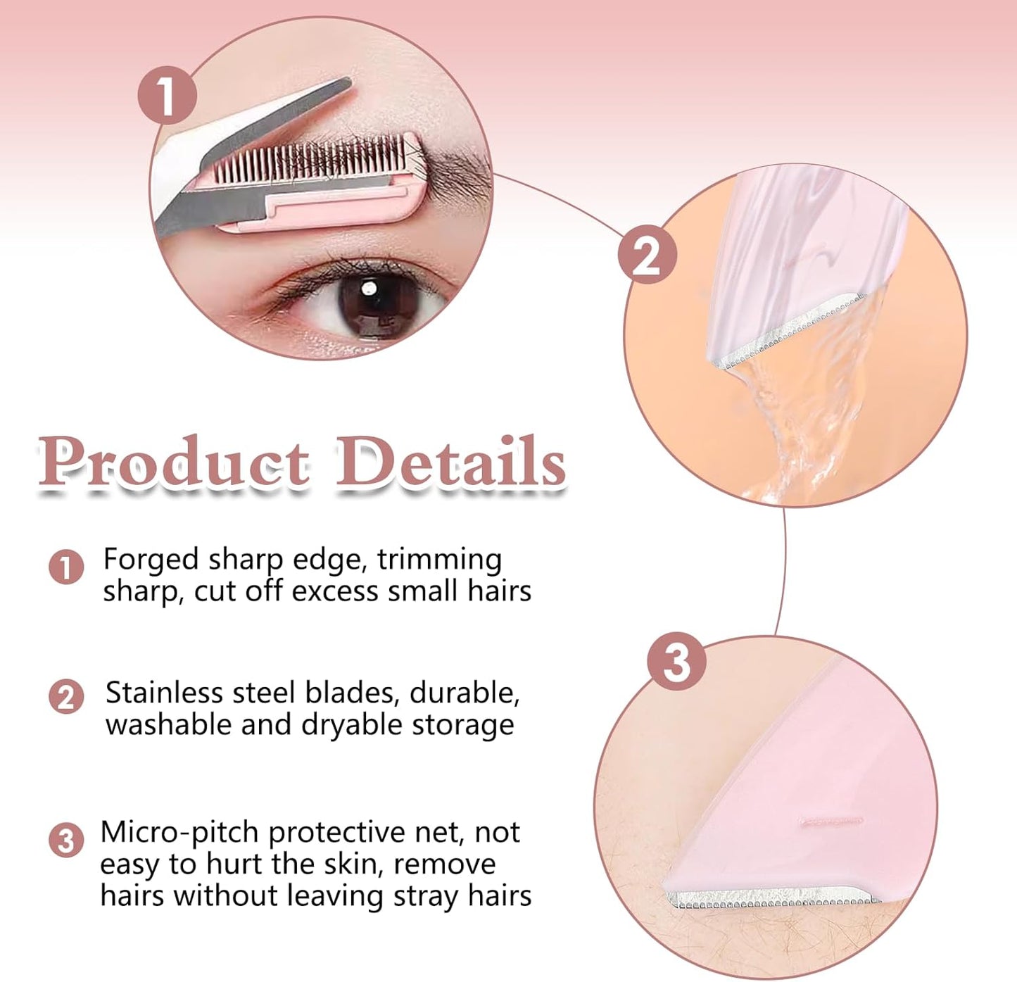 9 Pcs Eyebrow Trimmer Scissors with Comb, Curved Eye Brow Razor, Non-Slip Stainless Steel Facial Hair Removal Grooming, Brow Shaping Beard Shaving Kit Beauty Accessories for Women Men