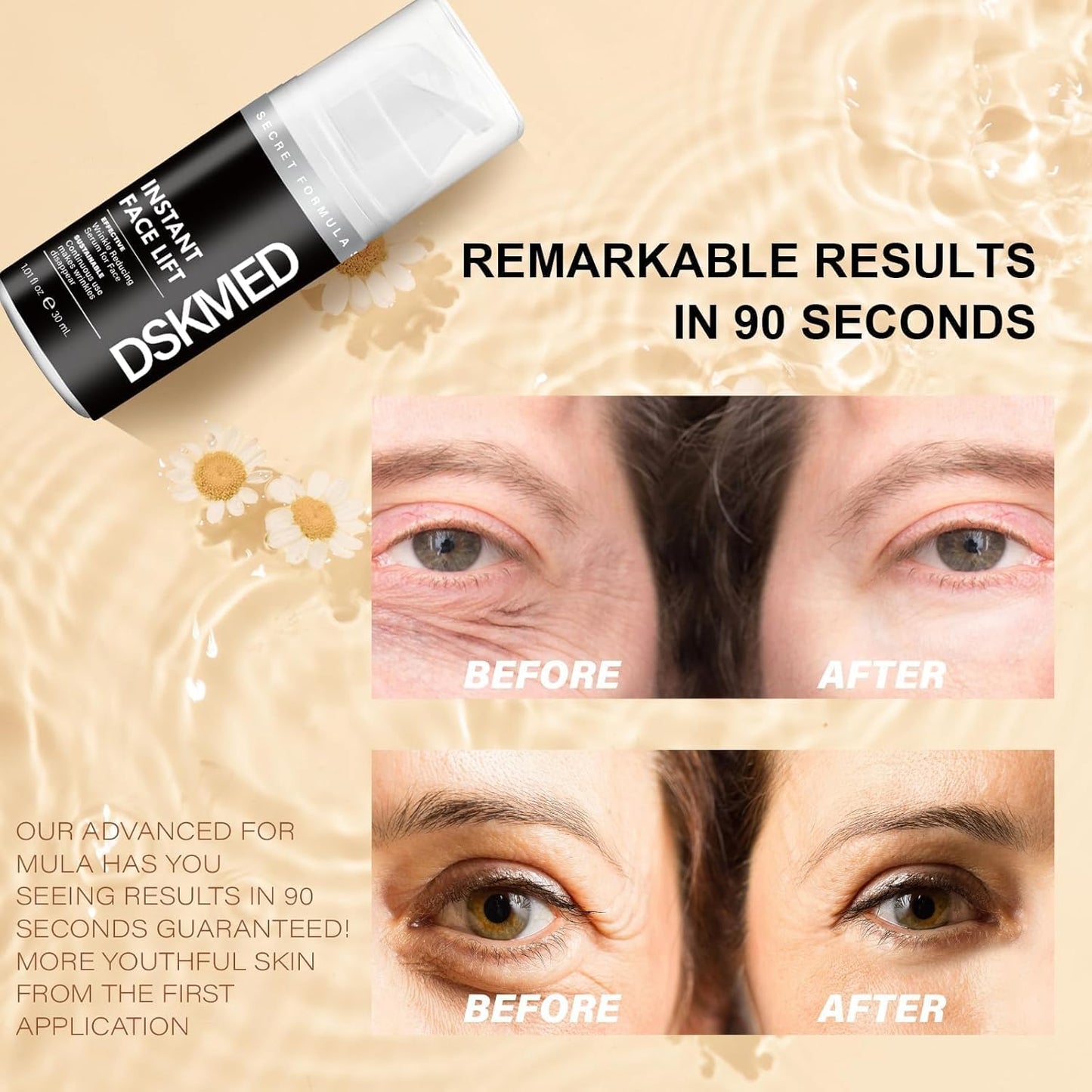 Instant Face Lift - Instant Firmx Eye, Eye Cream for Puffiness and Bags Under Eyes. Instant Wrinkle Serum, Available on Face and Neck, Tightens Delicate Skin 1.01oz/Black