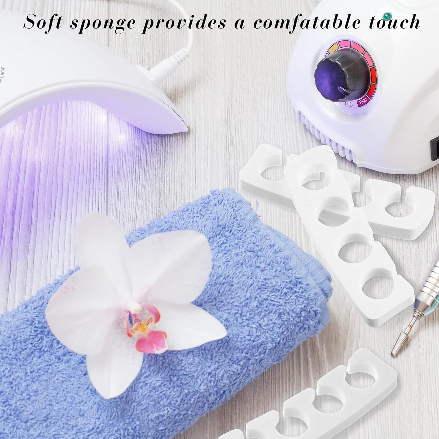 300 Pcs Toe Separators for Nail Polish Bulk Toe Separator Pedicure Correct Foot for Men Women Nail Polish Comfy Soft Pedicure Supplies(White)