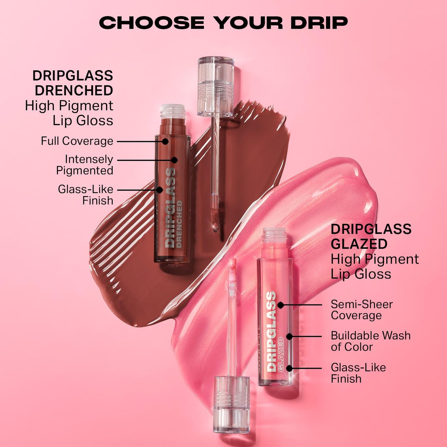 Morphe Dripglass High Shine Lip Gloss - Glazed, Semi-Sheer & Nourishing Lip Makeup - Buildable Formula Infused with Plant-Derived Squalane & Vitamin E - Opalescent Orchid (0.13 oz)