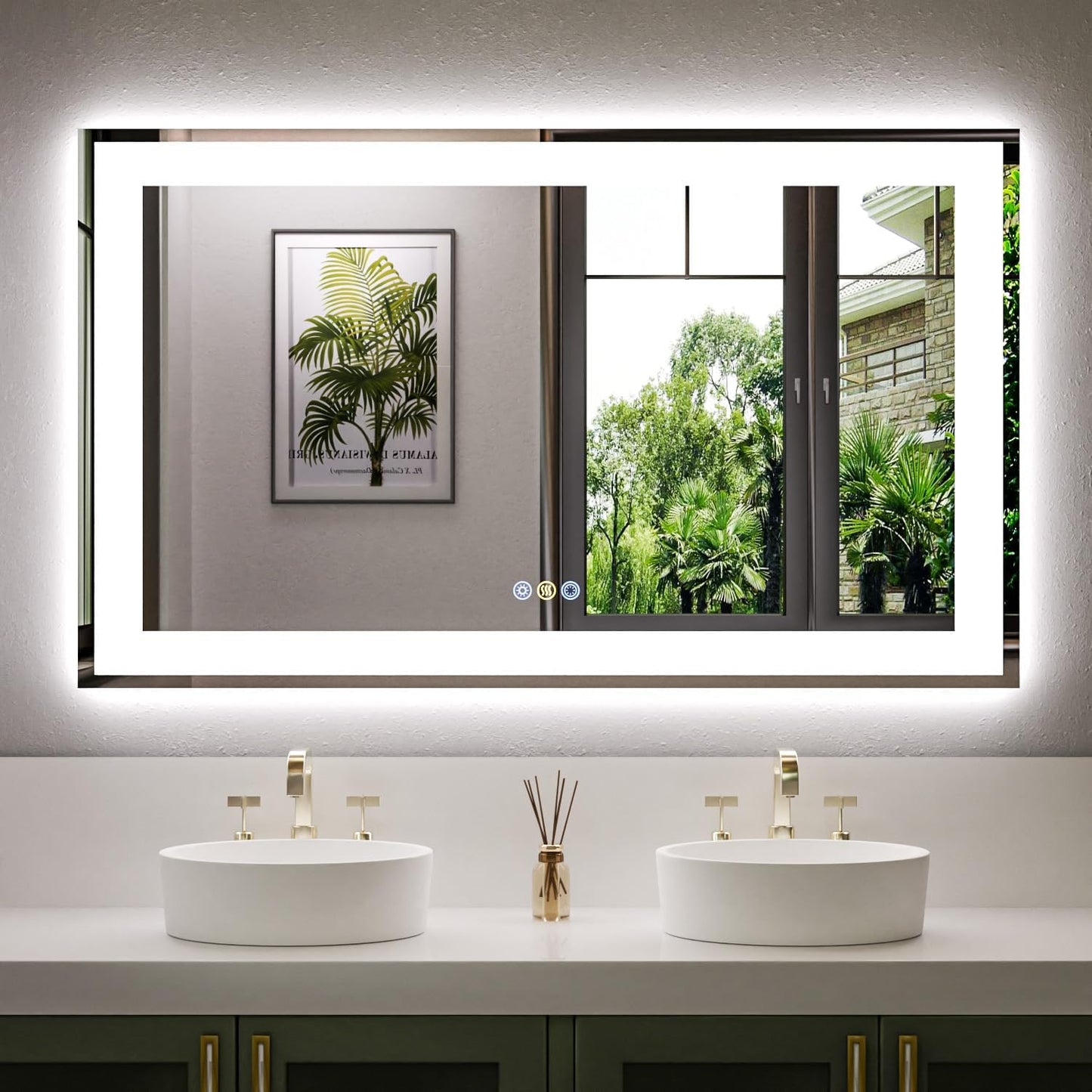 60"x 36" LED Bathroom Mirror with Lights, Front and Backlit Large LED Vanity Mirror, Controlled Separately Wall LED Smart Mirror with 3 Colors, Anti-Fog, Stepless Dimmable, Memory(UL ETL)