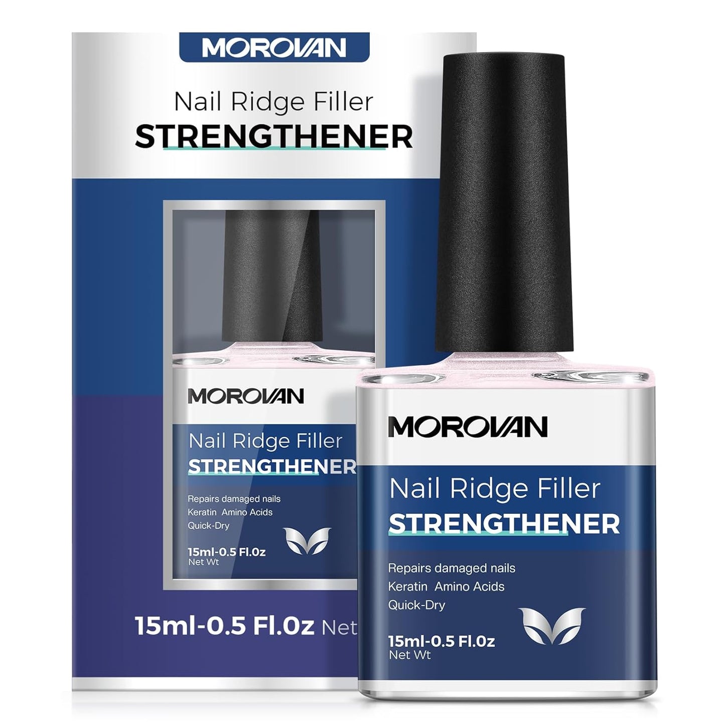 Morovan Nail Strengthener and Growth: Sparkle Pink Nail Polish Hardener for Damaged Nails Natural Concealer Foundation Air Dry Prevents Discoloration Essential Manicure Care Gift Women