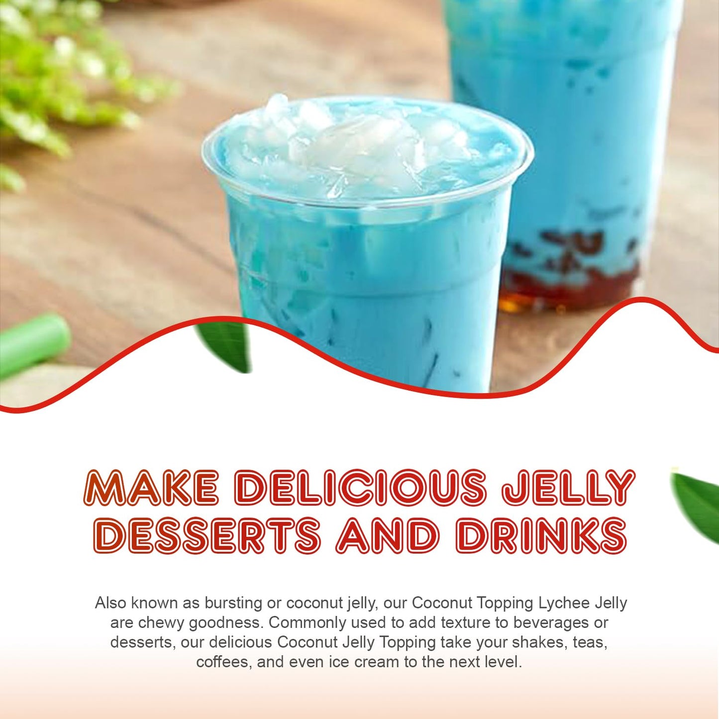 Fanale Coconut Jelly Topping nata de coco for Bubble Tea 8.3 lb | Lychee Jelly | for Boba Tea, Smoothies, Slushes, Desserts | 8.3lb | JEL005