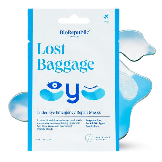 BioRepublic Lost Baggage Under Eye Emergency Repair Mask | Reduces Appearance of Lines, Bags, and Dark Circles Under Eyes | Organic Biocellulose Masks for Moisturization | Box of 10 (3)