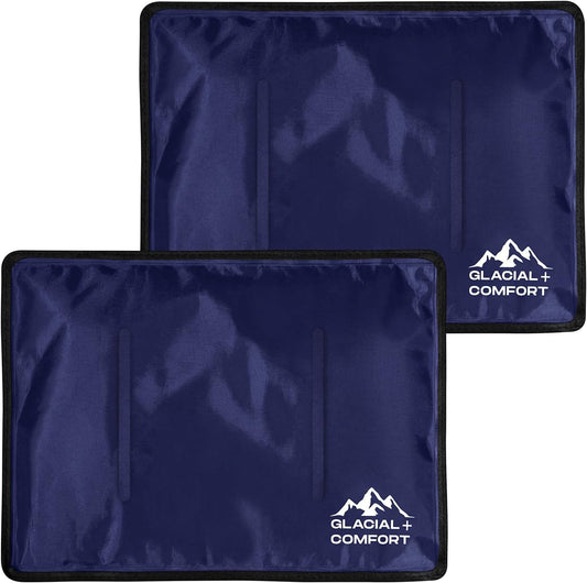 Glacial Comfort Gel Ice Pack for Back Pain - (15" x 11") Reusable Cold Pads for Hip, Knee, Shoulder Injuries, Muscle Strains, Migraine & Postpartum Recovery - Compression Pad.