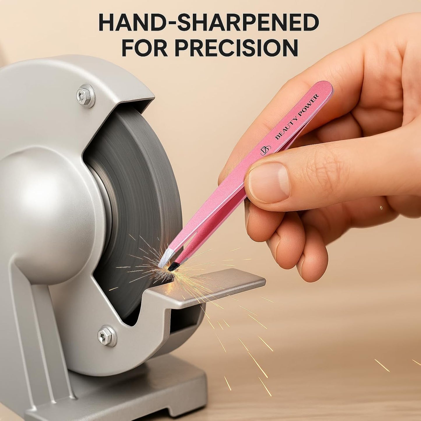 Ultra-Precision Professional Slant Tweezers for Women Facial Hair - German Stainless Steel, Lightweight Black Tweezers for Women & Men, Ideal for Eyebrow & Facial Grooming (Pink)