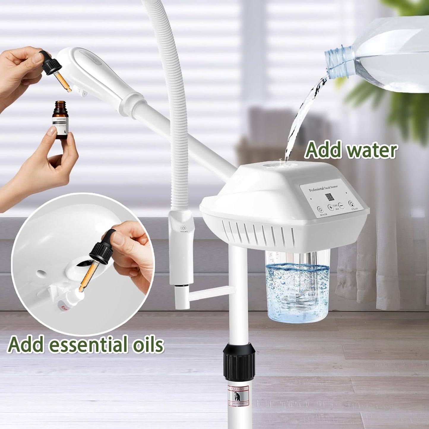 Professional Facial Steamer for Deep Hydration,2in1 Ozone Face Steamer with 5X Magnifying Lamp,Suitable for Home Use or Beauty Spa Deep Cleansing and Hydration