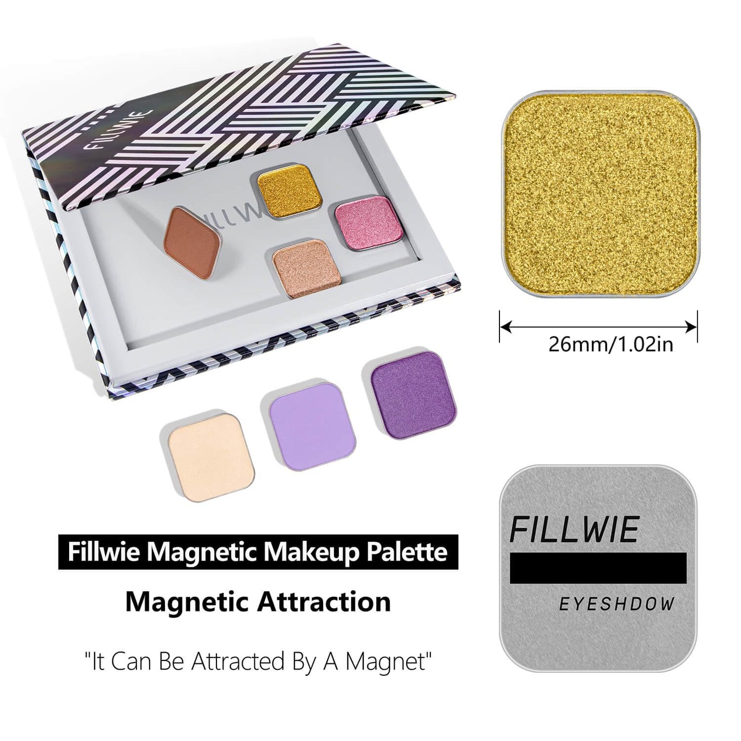 Magnetic Single Eyeshadow Gold Shimmer Highly Pigmented Blendable Longwear Powder in Magnetic Refill Pan for Custom Palette Easy to Apply and Remove (Meadow Glow)