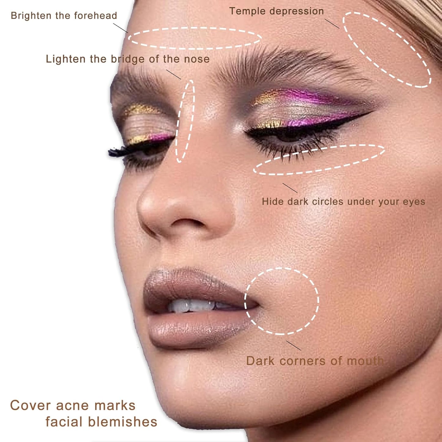 Cream Concealer Corrector Correcting Contour Makeup Set under Eye Concealer Cream Kit for Dark Circles and Blemish 16