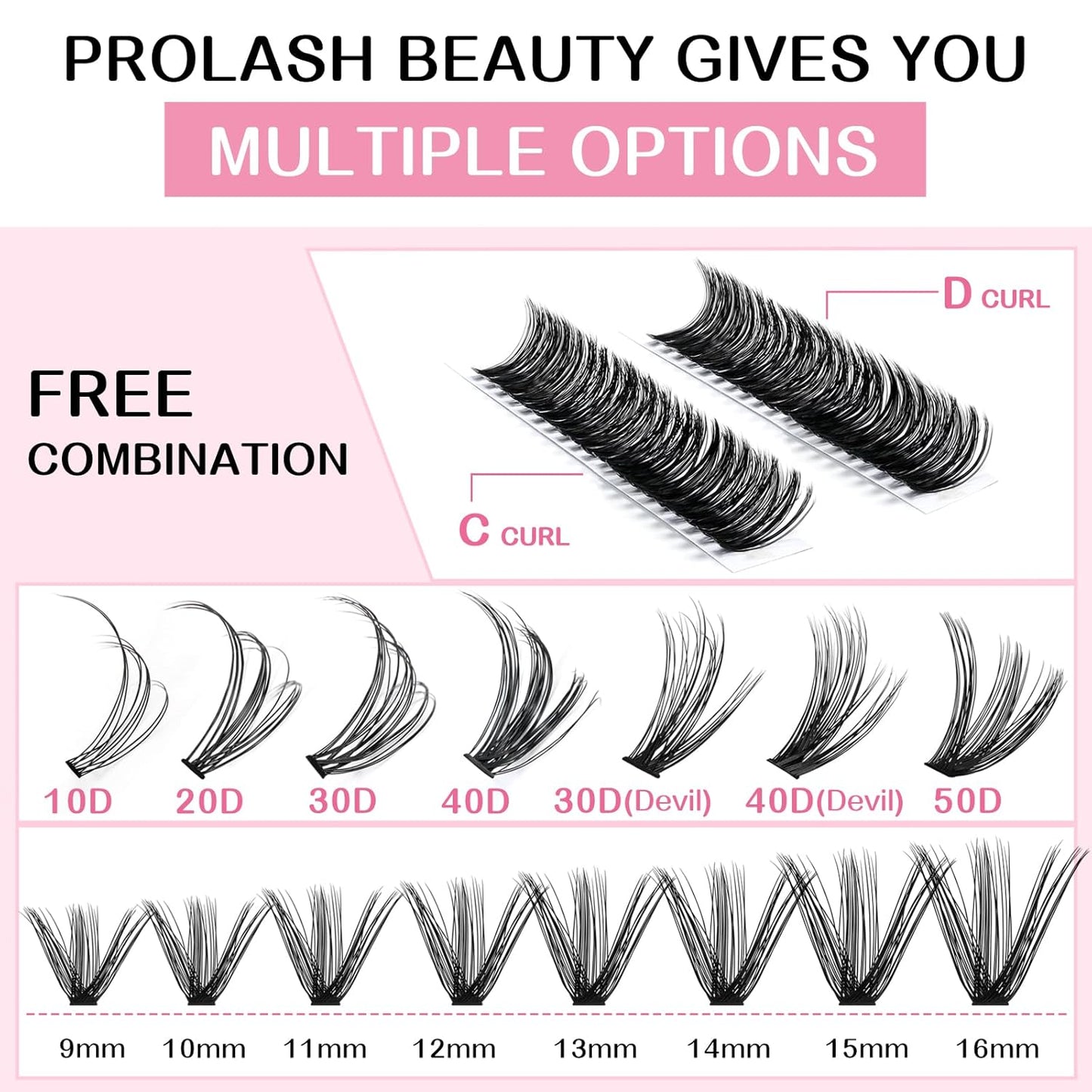 280 Pcs Individual Lashes 40D+50D Mixed Lash Clusters 14 Rows Cluster Lashes that Look Like Eyelash Extensions DIY Lash Extension Self Application At Home (40+50-C-14-20mix)