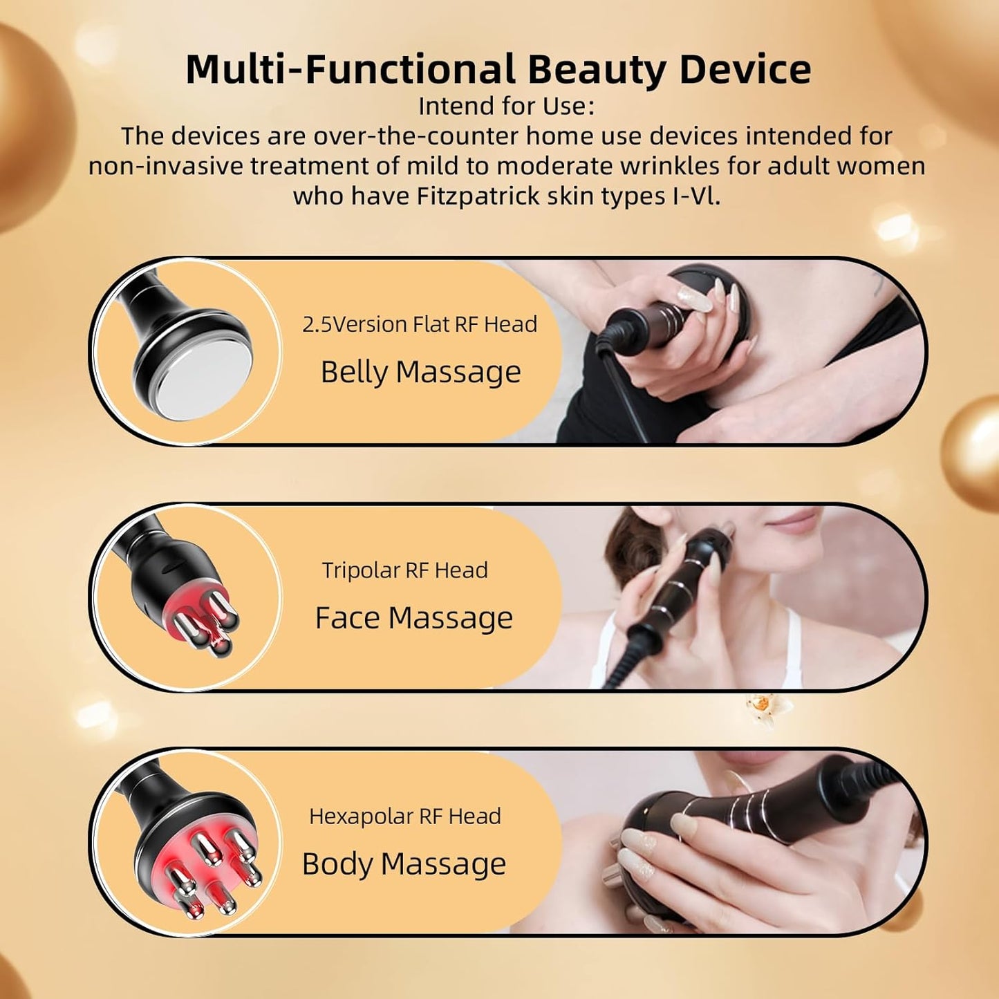 MZONG Non - Wireless RF Skin Rejuvenator - LED Light Combo for Face & Body Wrinkle Reduction