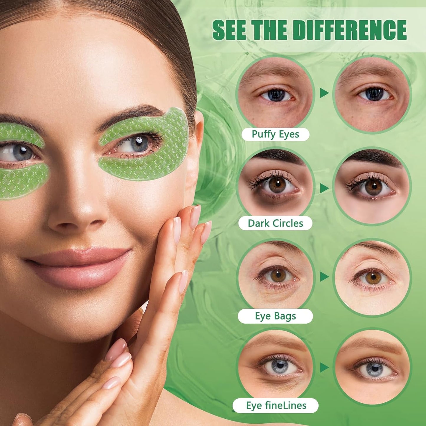 SACATR Under Eye Patchs-Seaweed Eye Patches,Under Eye Patches for Puffy Eyes and Dark Circles,Reduce Under Eye Bags,Smooth Wrinkles-Skin Moisturizing-5Pairs