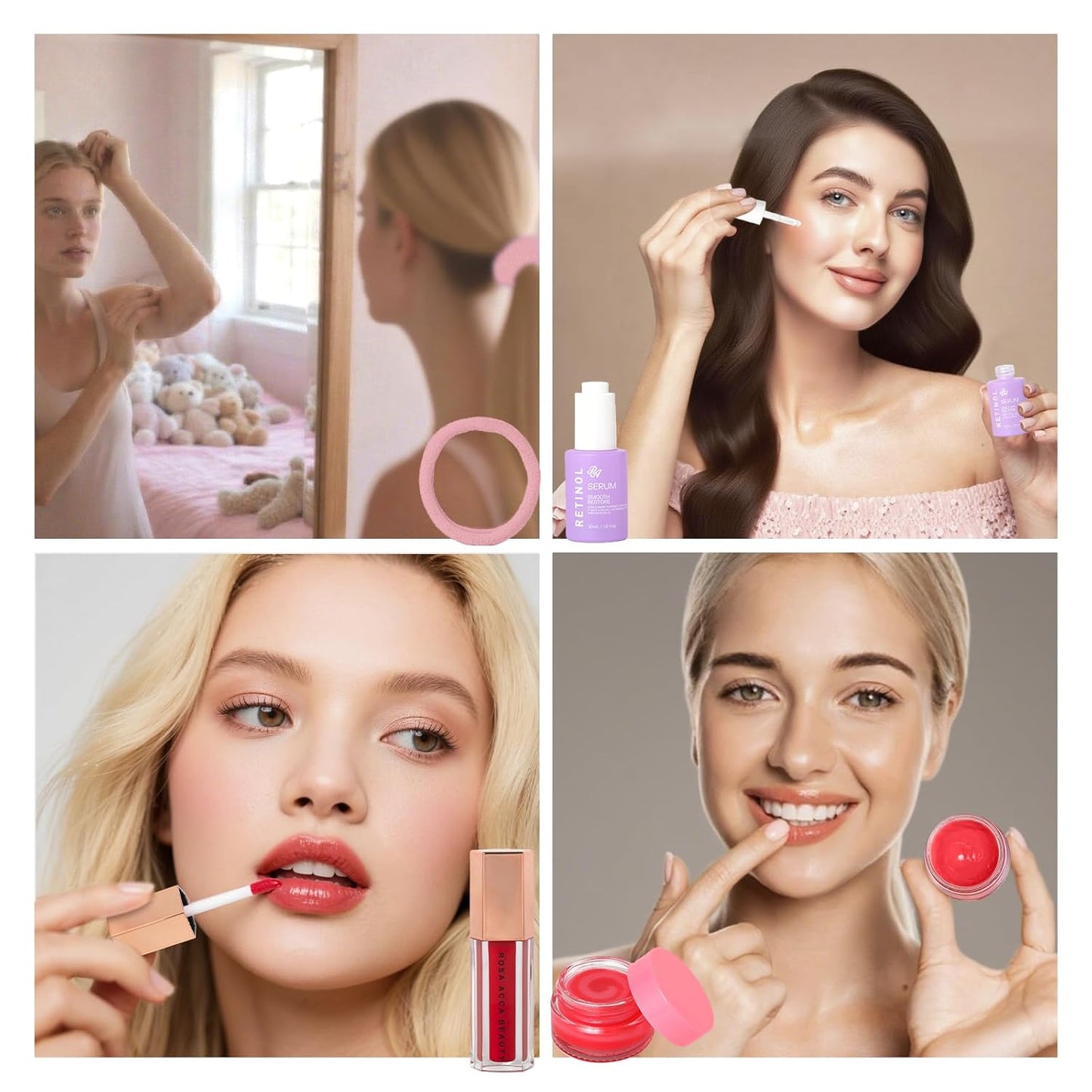 Rose Essential Oil Face Collagen Hydrogel Mask, Face Sheet Mask, 55 Pcs Skin Care Set, Spa Kit for Women, Clay Mask, Under Gel Mask, Gel Lip Mask, Christmas, Valentine's, Birthday, Baby Shower, Mom