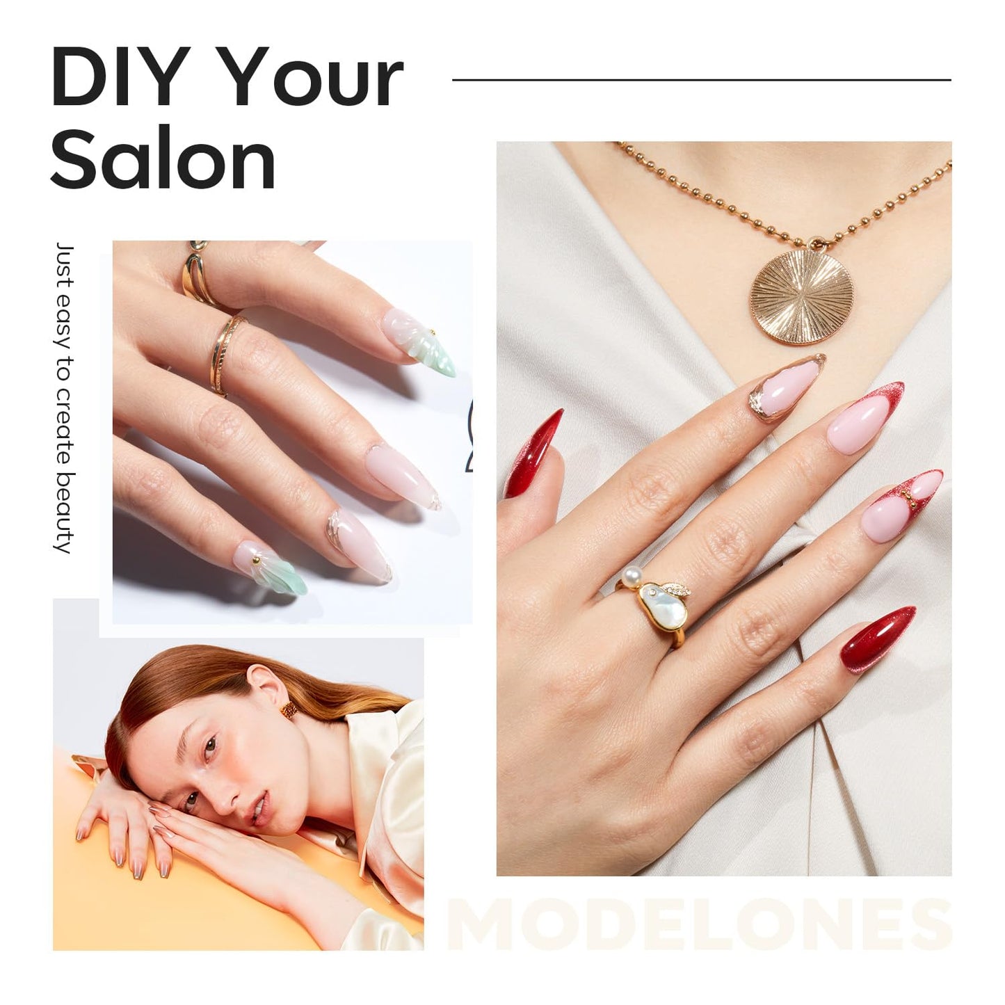 Modelones Medium Stiletto Fake Nail Tips - 510Pcs Gel Tips Pre-shaped Half Matte Full Cover Clear Acrylic Gel Kit False Press on Nails for Extension DIY Salon 15Sizes