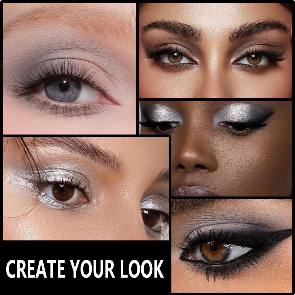 Smokey Black Eye Shadow Makeup Palette,15 Colors Gray Silver Dark Shimmer Matte Makeup Pallet,Long Lasting Waterproof Blendable for Daily and Halloween,Vegan,Cruelty -free
