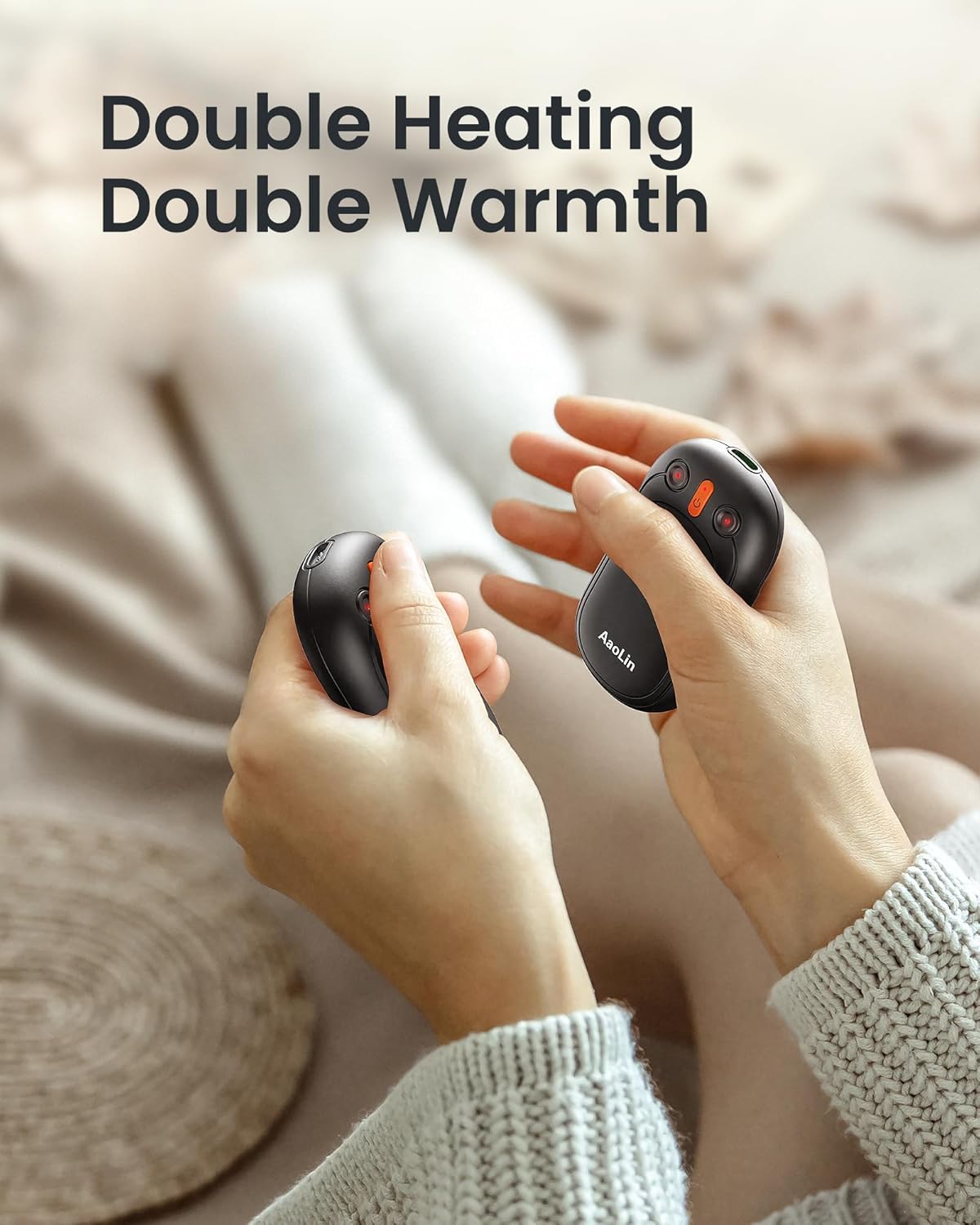 AI Hand Warmers Rechargeable, AaoLin 2 Pack Electric Hand Warmers Reusable, 12Hrs Long Heating, Portable Pocket Handwarmer Great Gift for Outdoors, Camping, Golf, Hunting Gear