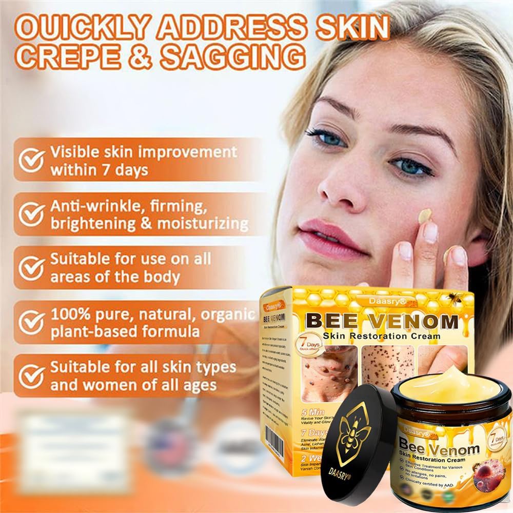 2PCS Bee Venom Skin Restoration Cream, Bee Venom Skin Treatment Cream, Effectively Reducing Blemishes & Comprehensive Moisturizer for All skin Types