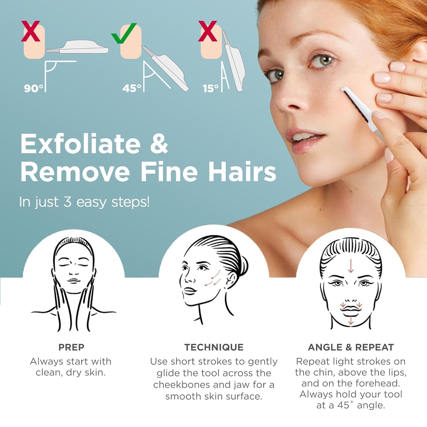 StackedSkincare Dermaplane Razor for Women Face - Professional Facial Razor, Non-electric Face Shaver for Women - Eyebrow Razor & Dermaplaning Tool for Face Exfoliation - Includes Handle & Blade