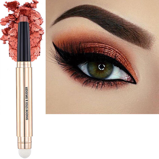 Copper Eyeshadow Stick And Sponge Makeup Brush Cream Shimmer Smooth Shadow Pencil Eyeliner Long Lasting Waterproof Eye Shadow Highlighter Stick Hypoallergenic Multi-Dimensional Eyes Look ( # 05)
