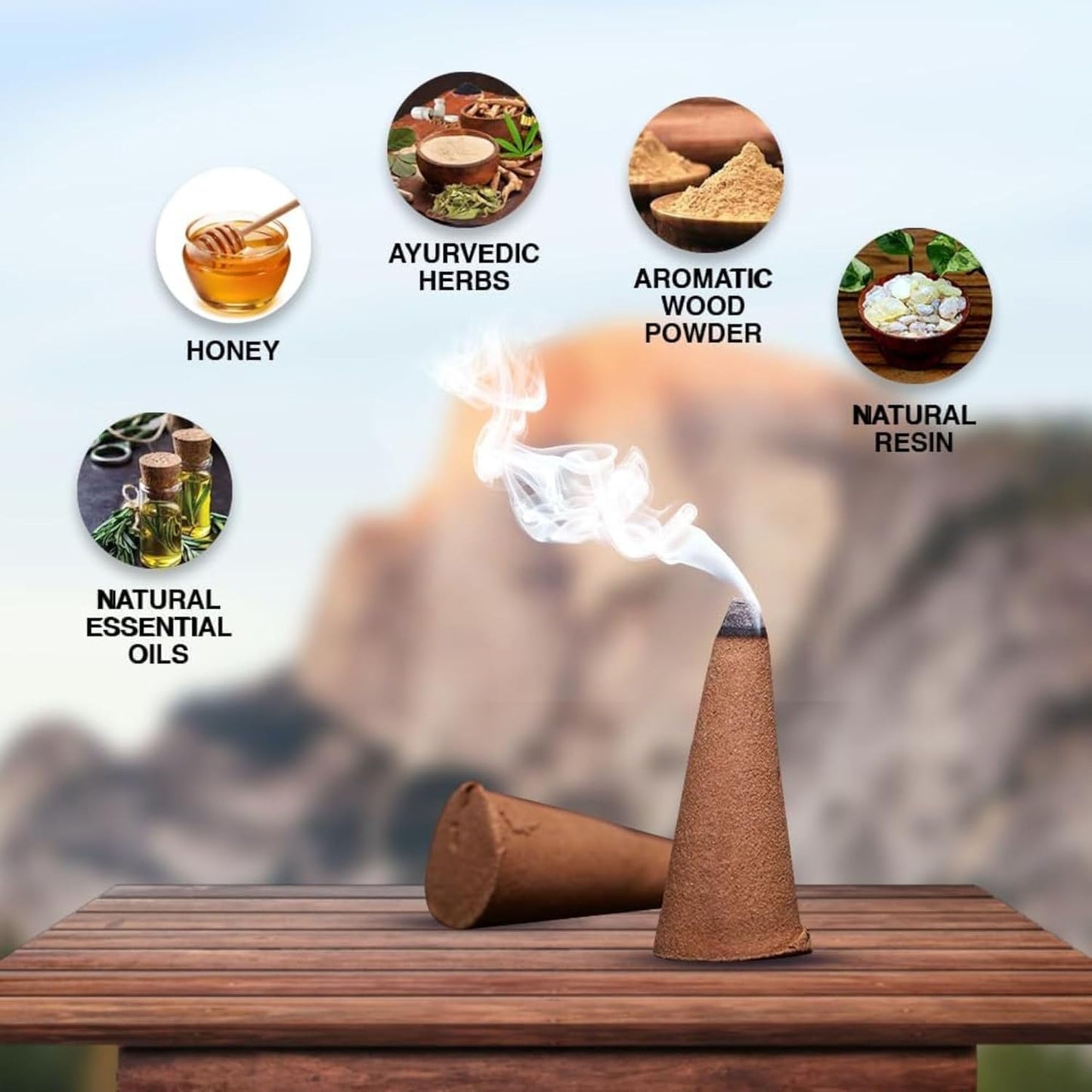 ARO VATIKA Vedic Palo Santo Natural Masala 120 Incense Cones in Pack of 12 Boxes | Environment-Friendly Dhoop | Best for Prayer, Reiki, Meditation & Relaxation | Burn Time- 25 mins