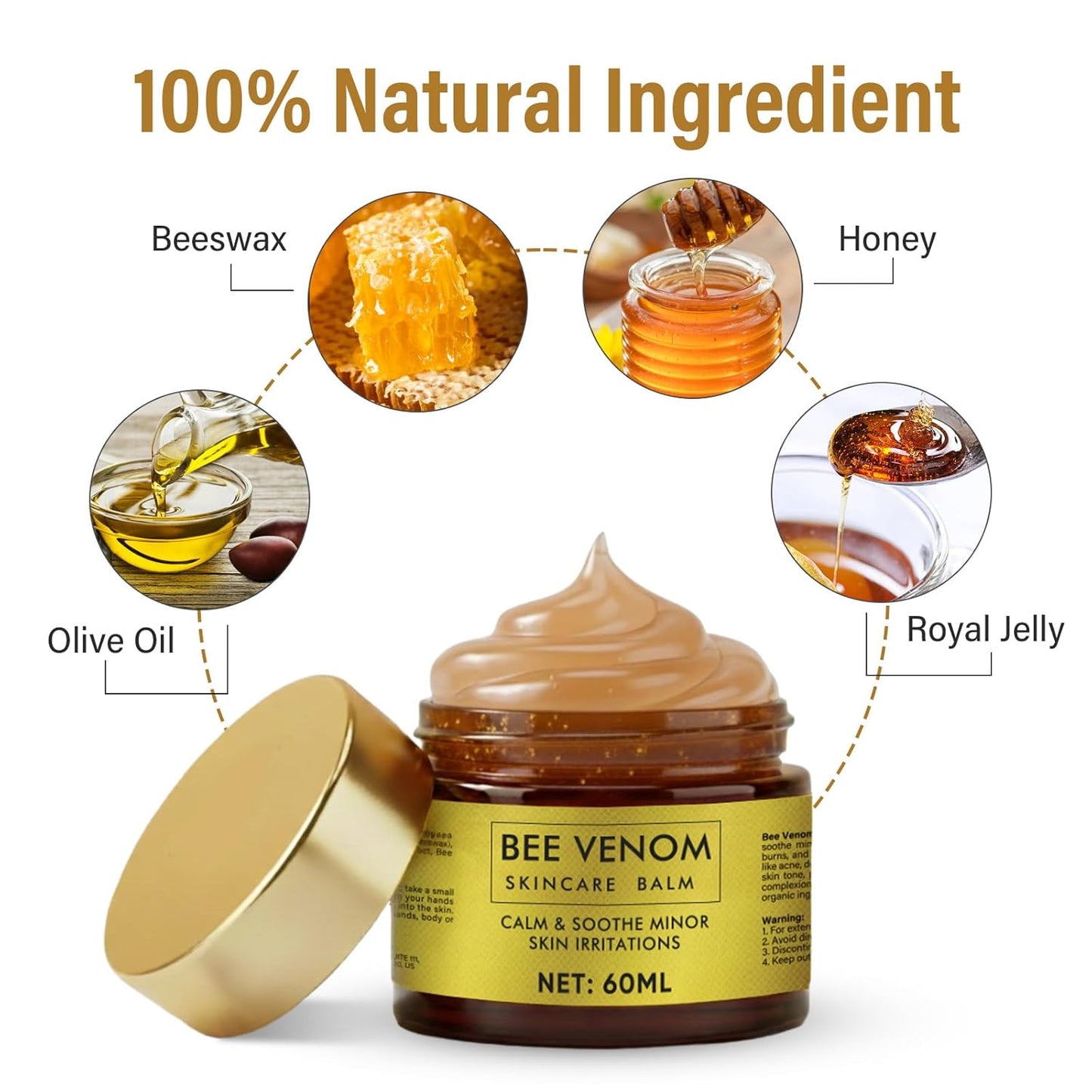 Bee Venom Cream, Natural Face Lifting and Firming, Reduces Skin Blemishes, Gentle and Non-Irritating for All Skin Types