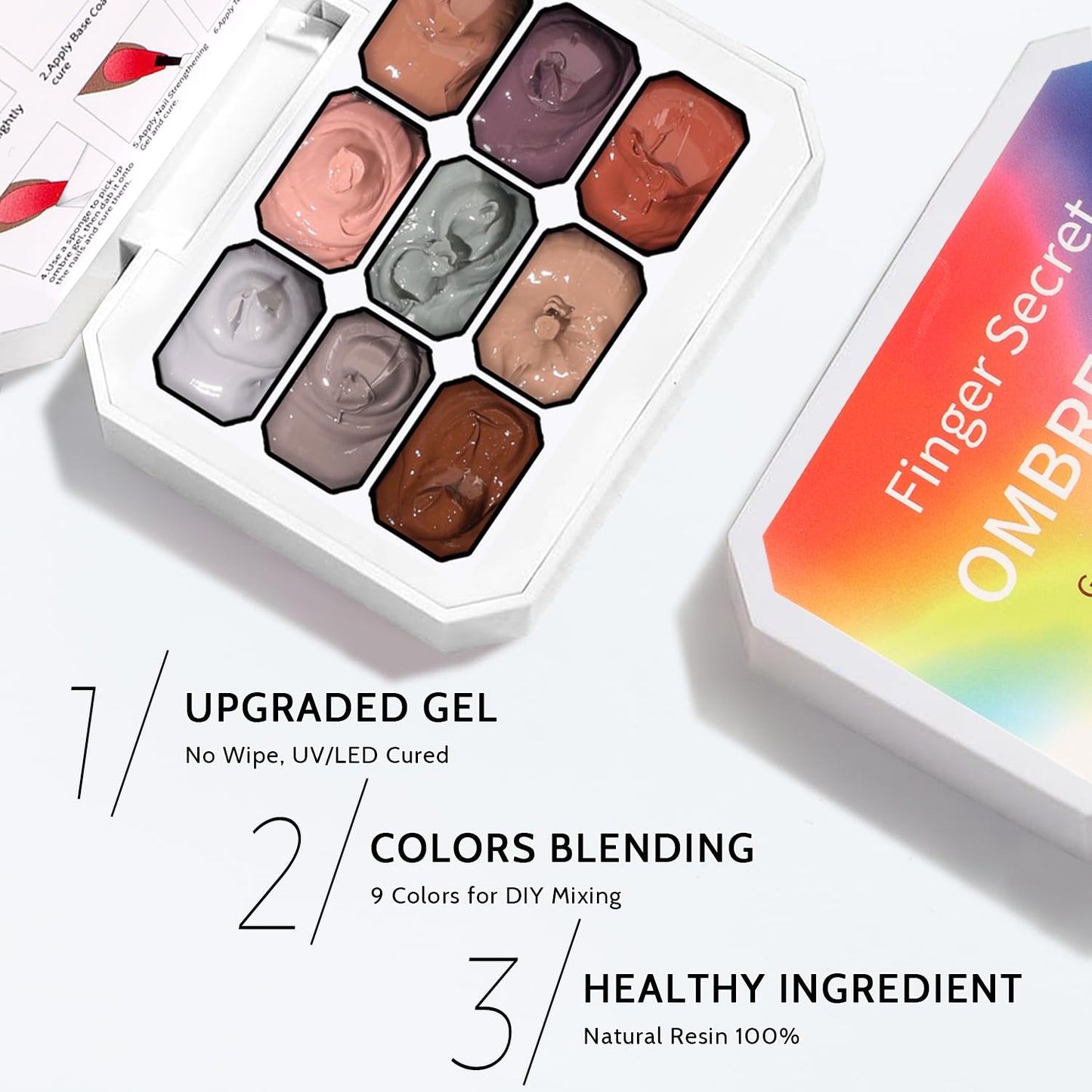 Sponge Pat Paint Nail Gel, 9 Colors Ombre Nails Gradient Gel Nail Blush Blooming Aura Nails Drawing Stripper Floral Painting Nail Art, No Wipe, UV/LED Curing (9 Colors G)