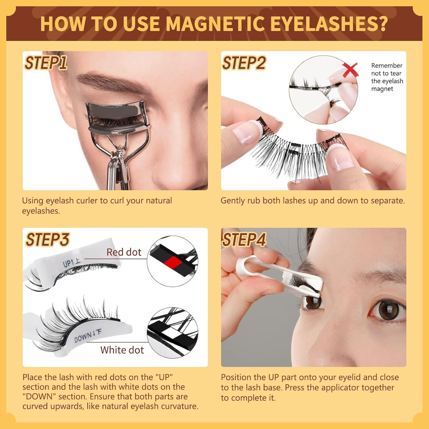 QUEWEL No Glue Needed Eyelashes, Magnetic Eyelashes Natural Look, Reusable Magnetic Lashes Kit with Applicator, Easy to Wear and Remove with Instructions(Lashes-I)