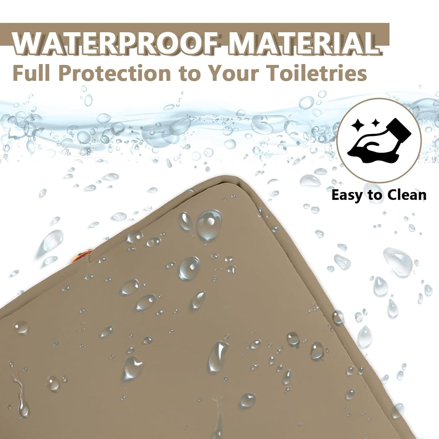 Large Makeup Bag Pouch,Nylon Women Travel Toiletry Storage Bag Preppy Cosmetic Bag for Girls,Big Makeup Organizer Bag Cute Zipper Pouch Skincare Bag for Sport Work Gift(Large-Khaki)