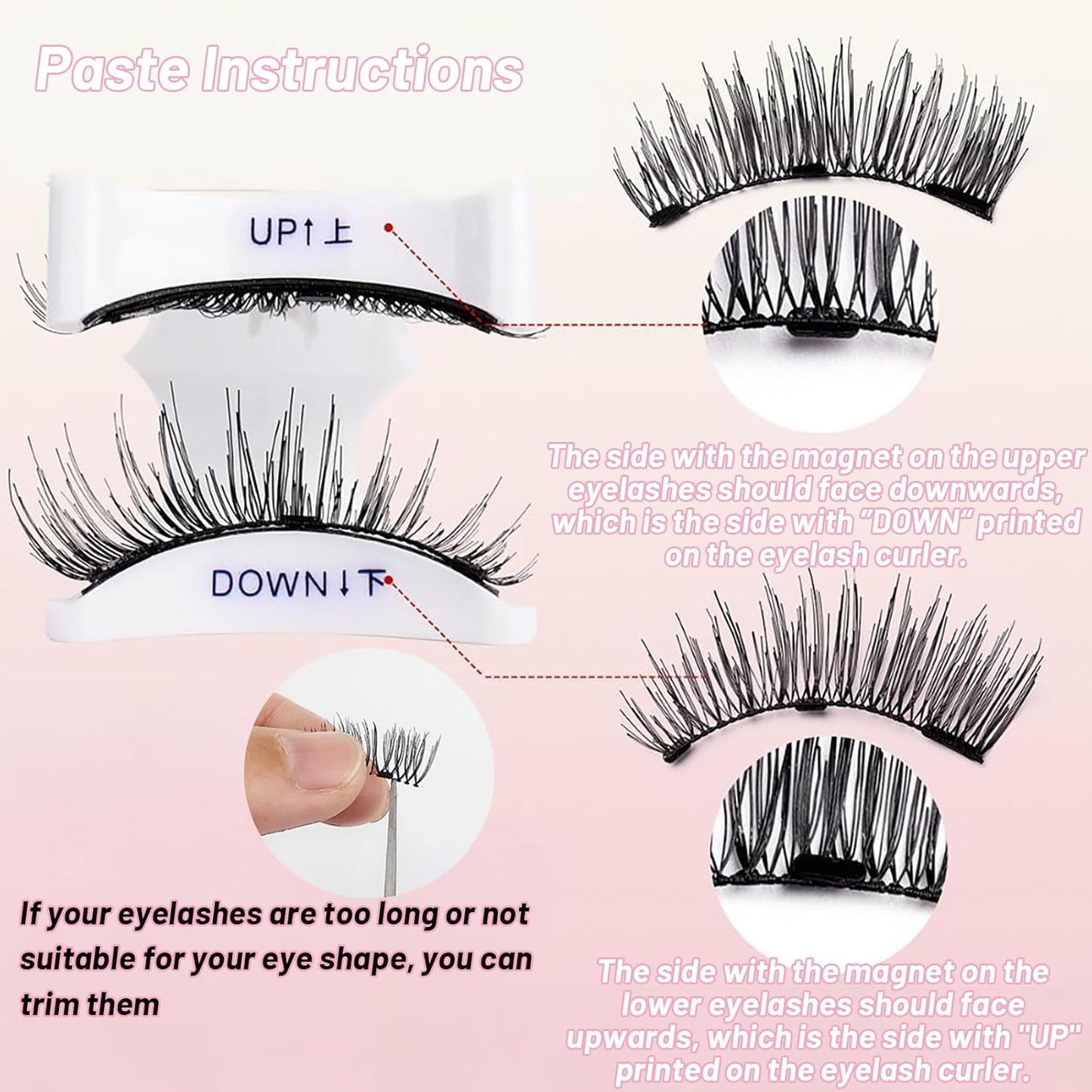 Lumentes Magnetic Eyelashes, Lumentes Magnetic Eyelashes with Applicator, Reusable No Glue Lashes, Natural Look Soft Comfortable Magnetic Lashes, Easy to Wear and Remove (Foxy Black)