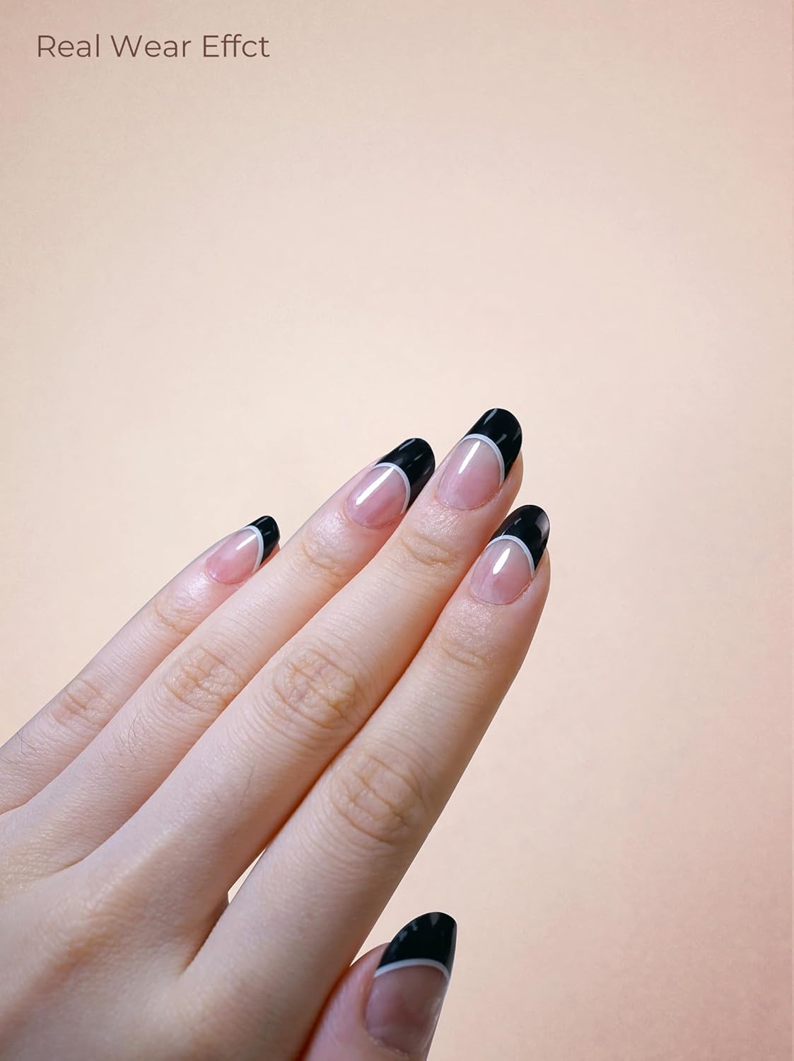 Pre Cured Gel Nail Strips - 44PCS Salon Quality Gel Nail Stickers - Long Lasting Polish Wraps for Women no UV Light Needed Easy Apply& Remove (Timeless Black)