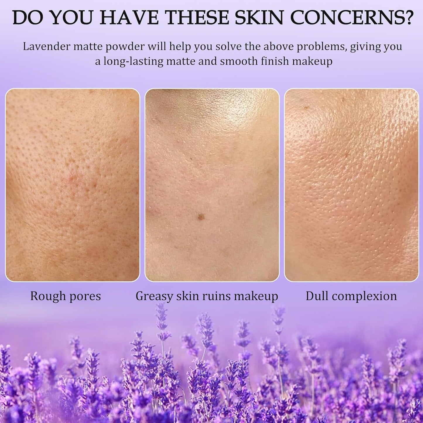 Chillab Lavender Matte Powder,Lavender Jelly Pressed Powder Matte Powder Oil Control,Chillab Polvo Compacto with Mini Powder Puff for Silky Blurring Oil Control Long-Lasting Makeup(2PCS) (2PCS)