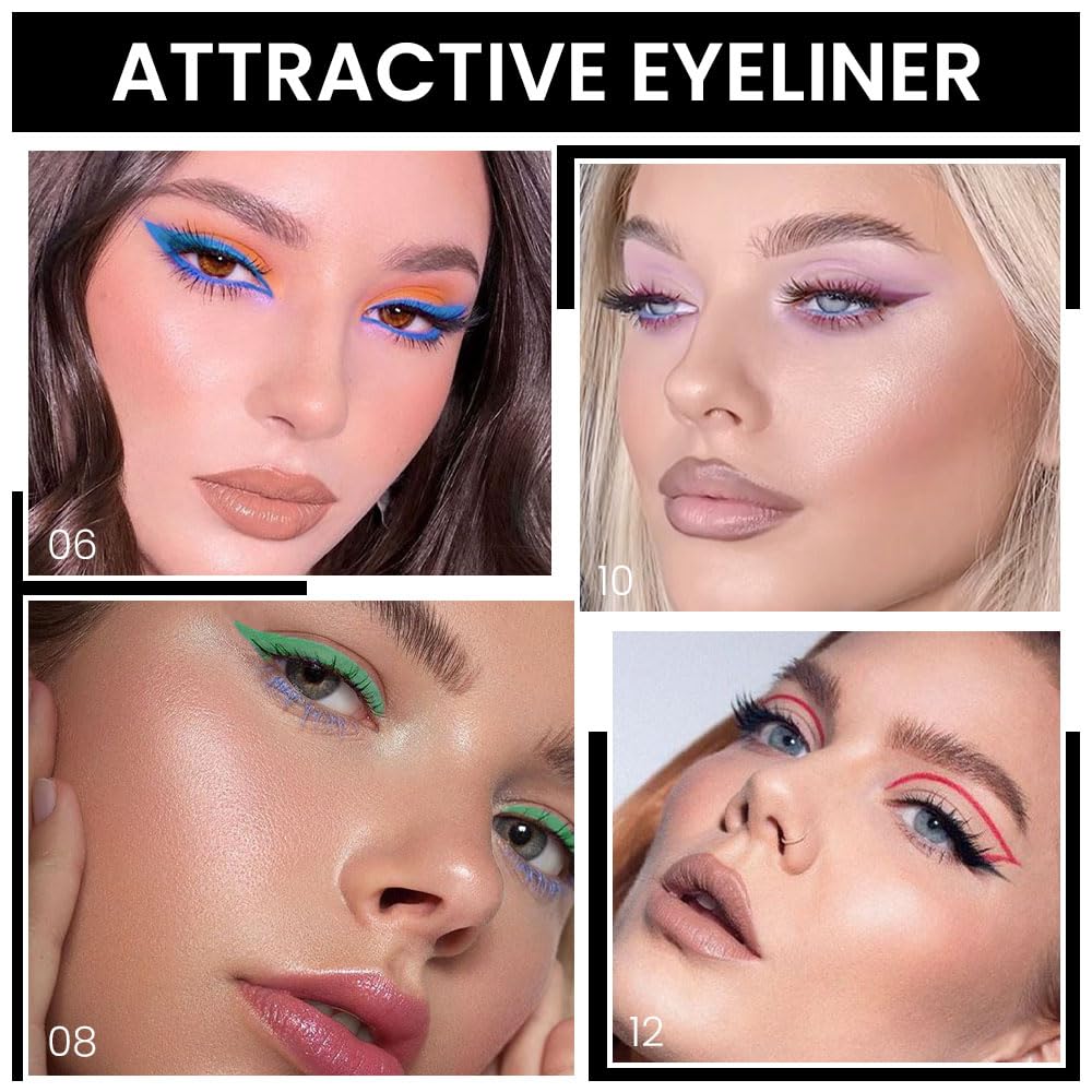 Kaely 4Pcs Light Blue Green Purple Red Gel Eyeliner Pencil,Cream Waterproof Smudge Proof Eye Liner,Halloween Makeup,Eye Black Face Paint Lipstick Crayon,Color Colorful Eyeliner Eyeshadow Stick