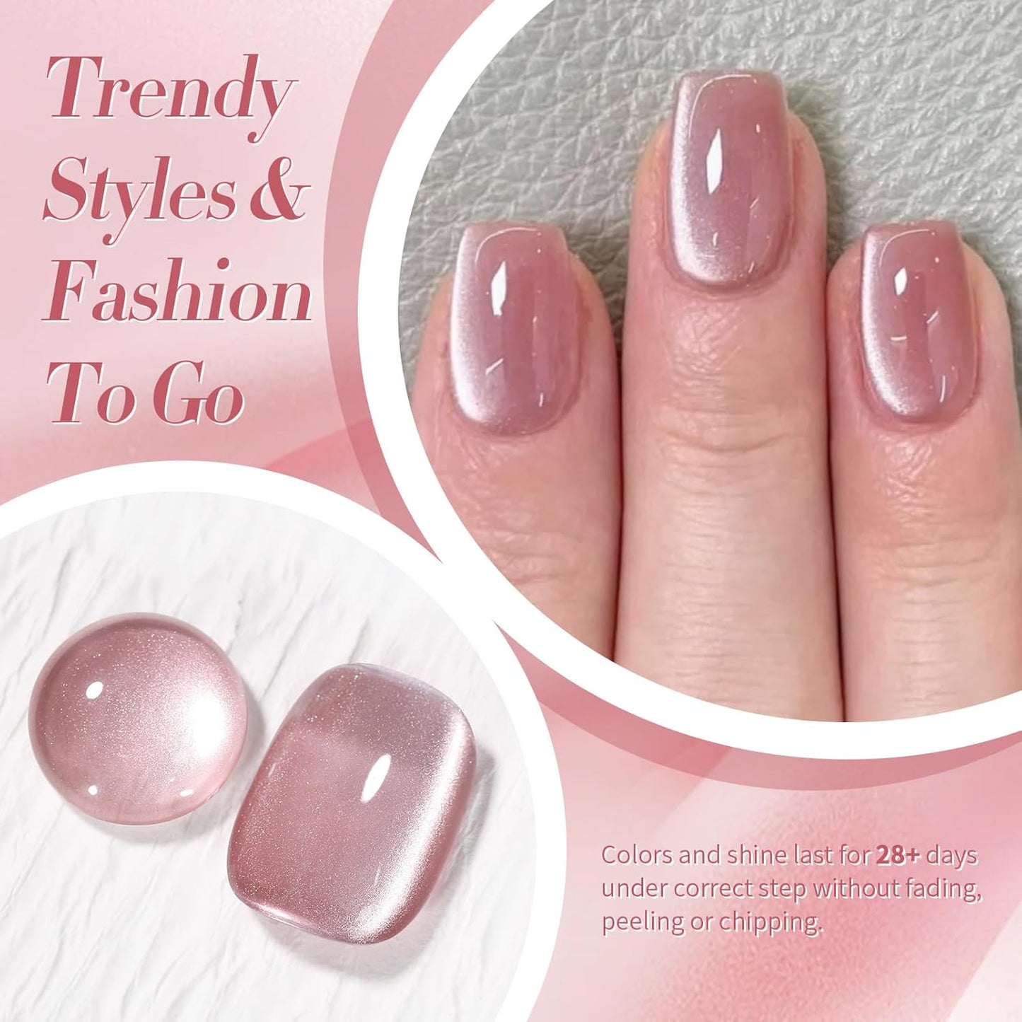 Born Pretty Cat Magnetic Eye Gel Nail Polish Cat Magnetic Gel Moonlight Dried Rose Color Cat Magnetic Glitter Nail Polish Nail Gel Soak Off Nail Art Salon Home Gift for Women 15ML