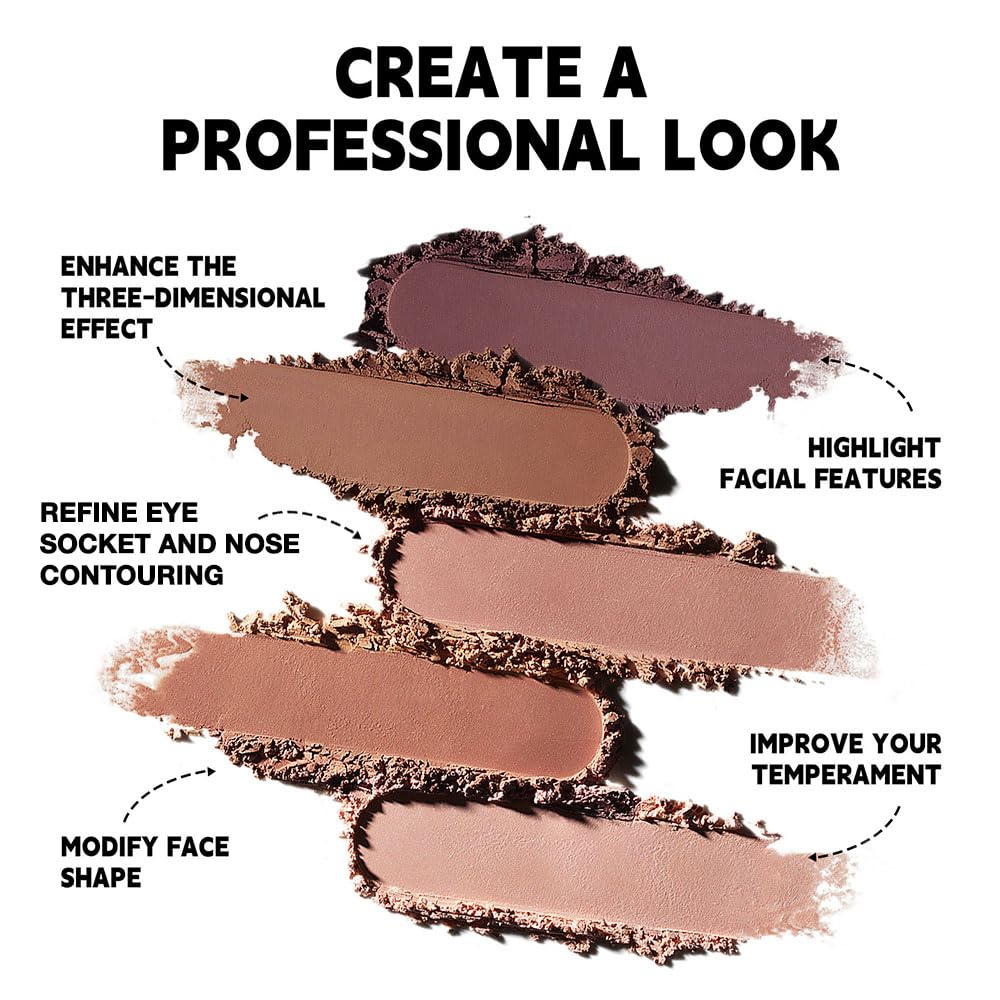 Natural Matte Light Brown Cream Contour Palette – Lightweight, Blendable Monochrome Powder, Base for All Skin Tones, Face Makeup for Women & Men, Vegan & Cruelty-Free, Paleta de Contorno en Crema Mate