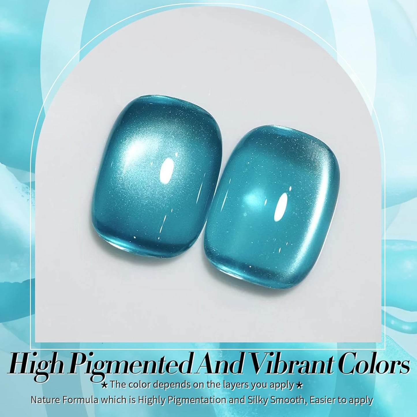 Born Pretty Cat Magnetic Eye Gel Nail Polish,Light Blue Lover Jelly Glass Magnetic Gel Polish,Glitter Soak Off Nail Art Salon Manicure Home Gift 15ml