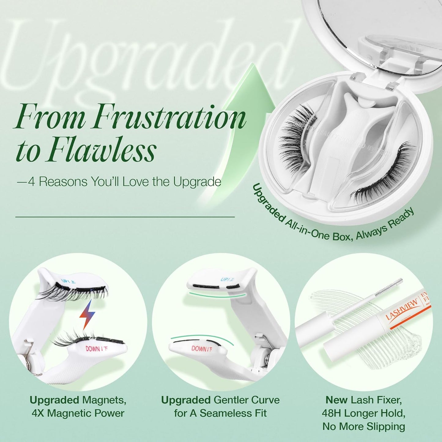 LASHVIEW Upgrade Soft Magnetic Eyelashes with Applicator, Reusable Soft Magnetic Lashes Natural Look, No Glue Needed,Comfort& Convenient Portable All-in-One Box (L24)