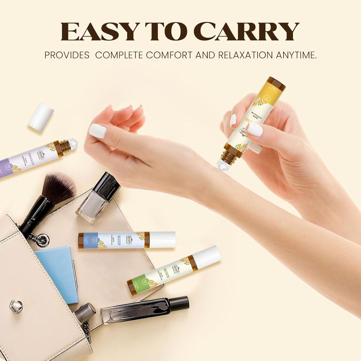 Essential Oils Roll On Set(Calm, Relax, Breathe, Focus on, Sleep, Renew), Natural Aromatherapy Oil Blend Kit with Roller Ball for Massage, Body Skin Care, Home, Relaxation Gift for Women & Men