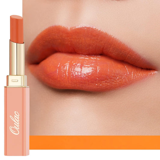 Oulac Orange Lipstick - Moisturizing Lip Stick Glossy Tinted Lip Balm, Sheer Shine Juicy Finish, Lightweight and Hydrating Formula for Dry Lip Care, Vegan 2.2g/0.07oz (08)