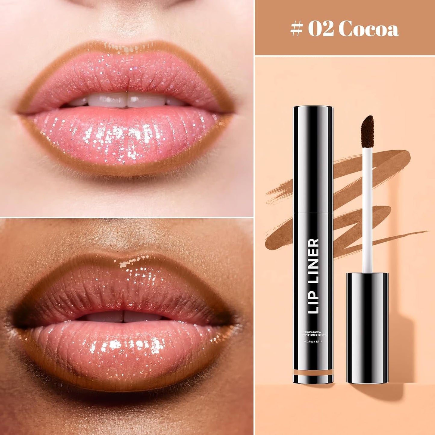 Lip Stain - Long Wear Tattoo Lip Liner, Waterproof & Transfer-proof Peel Off Lip Stain with Matte Finish, Lip Tint For All Skin Types, Great Gifts for Women (Cocoa)