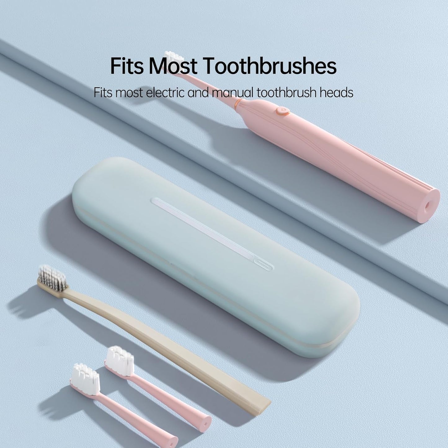 Toothbrush Holder, Toothbrush Cleaner Case, Portable USB Charging Toothbrush Cover with U V-C Light, Travel Toothbrush Holder (Blue-Large)