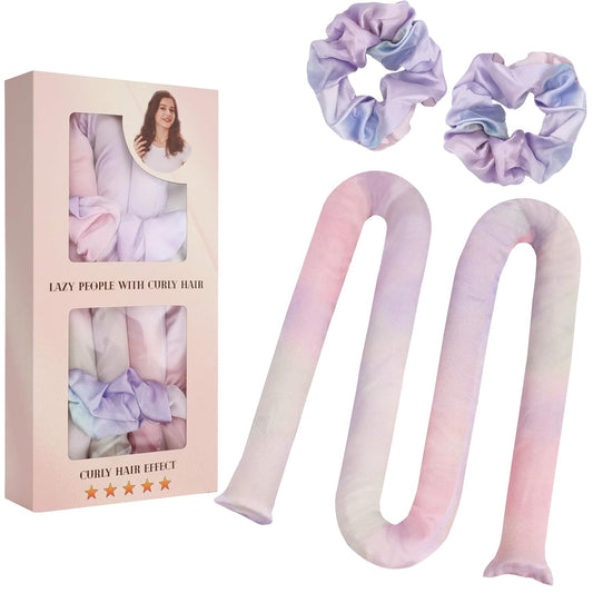 Satin Heatless Hair Curler Set | Heatless Curls Overnight |Hair Curlers to Sleep in | Heatless Curlers and Curling Headband for Soft Curls While Sleeping - Rainbow