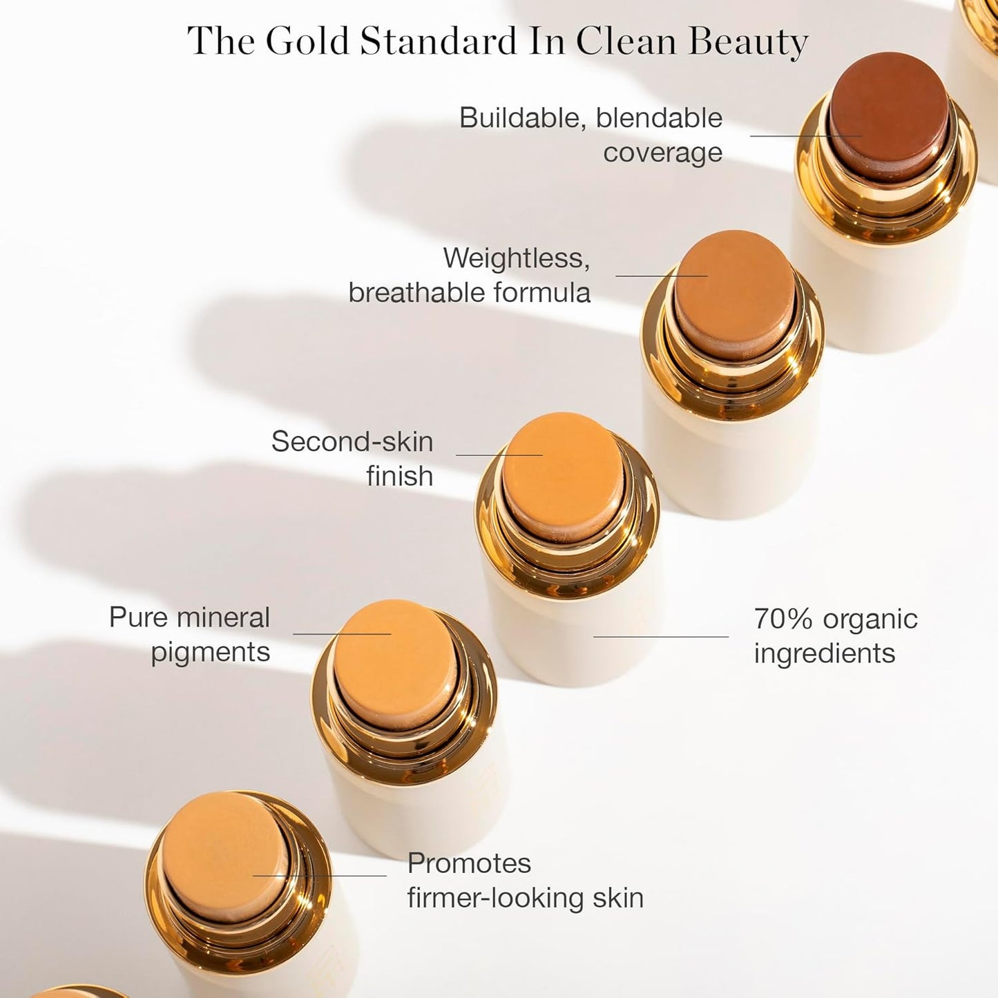 Ogee Sculpted Complexion Foundation Stick (Ginkgo 5.00N - Medium Tan, Neutral Undertones) Full Coverage Foundation Makeup - Instantly Balance & Even Complexion - 70% Organic Ingredients