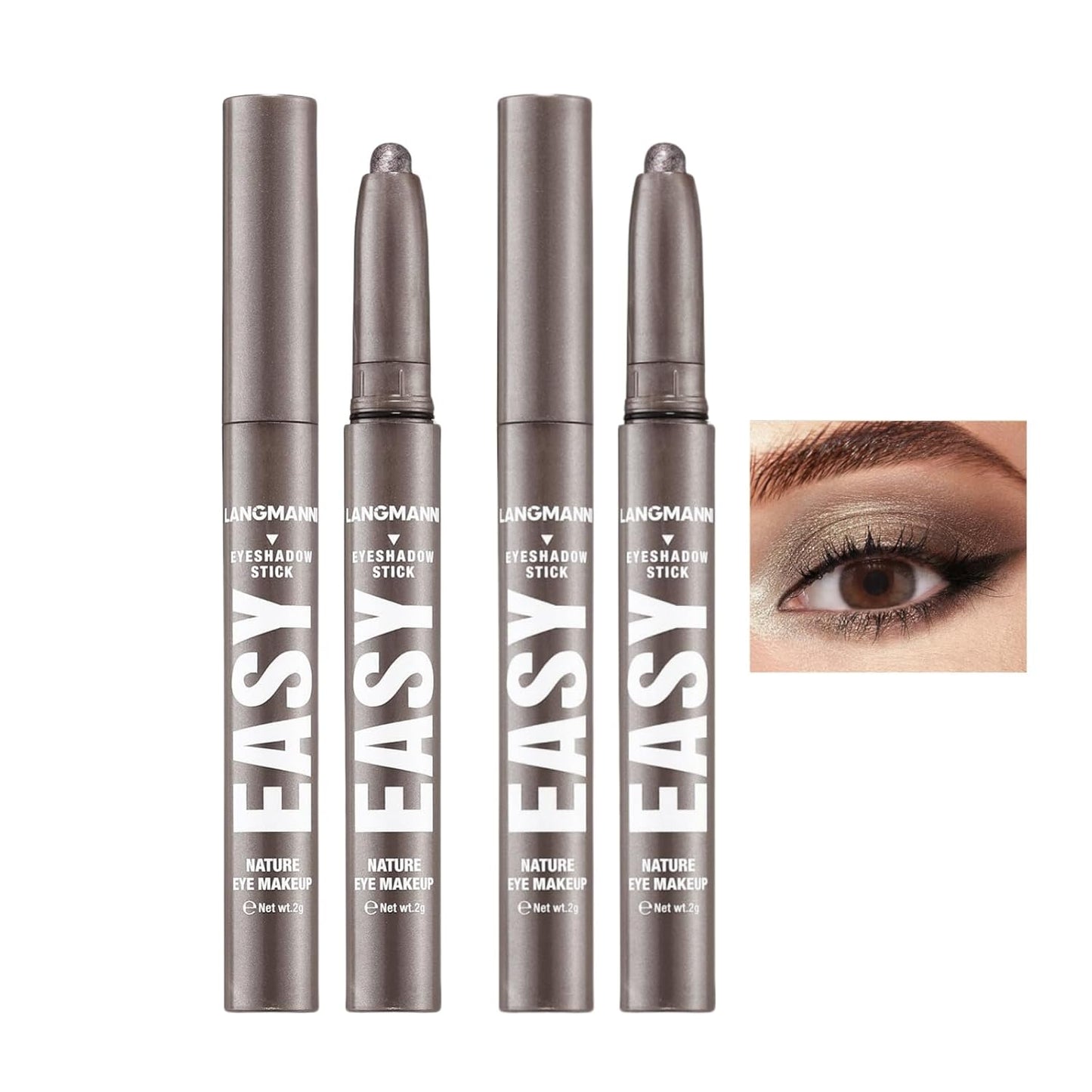 Jolilab Eyeshadow Stick Set, 2 PCS Matte Professional Bright-Colored Contouring and Highlight Eyeshadow Stick, Cream Waterproof Long Lasting High Pigmented Eye Shadow. (2, 21+21 2pcs)