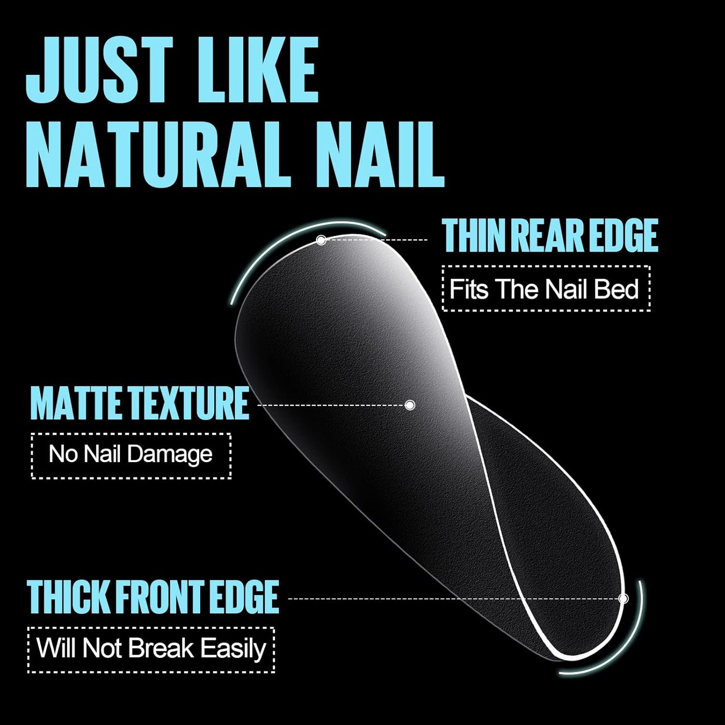 TOMICCA Oval Nail Tips - 15 Size Full Matte Gel Tips, 360PCS Pre-shaped No Need Nail Files and Base Coat Full Cover Nail Tips for Nail Extensions