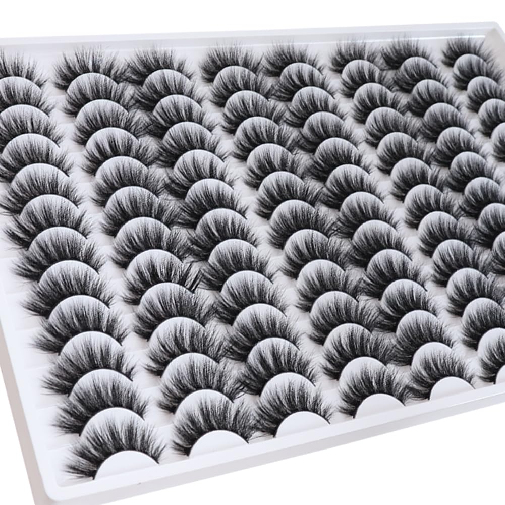 False Eyelashes 48 Pairs Faux Mink Lashes 14mm Wispy Lashes 3D Fluffy Cat Eye Lashes Pack Bulk Wholesale Strip Lashes(style 48-032)