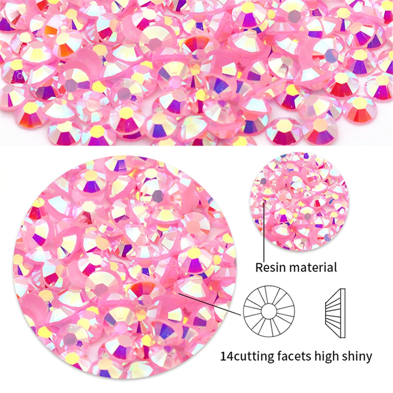 4500 Pcs SS6 2mm AB Flatback Rhinestones for Nails Art Crafts Glitter Round Shine Gems Crystals DIY Clothes Shoes （Black-Bottom RoseRed AB）