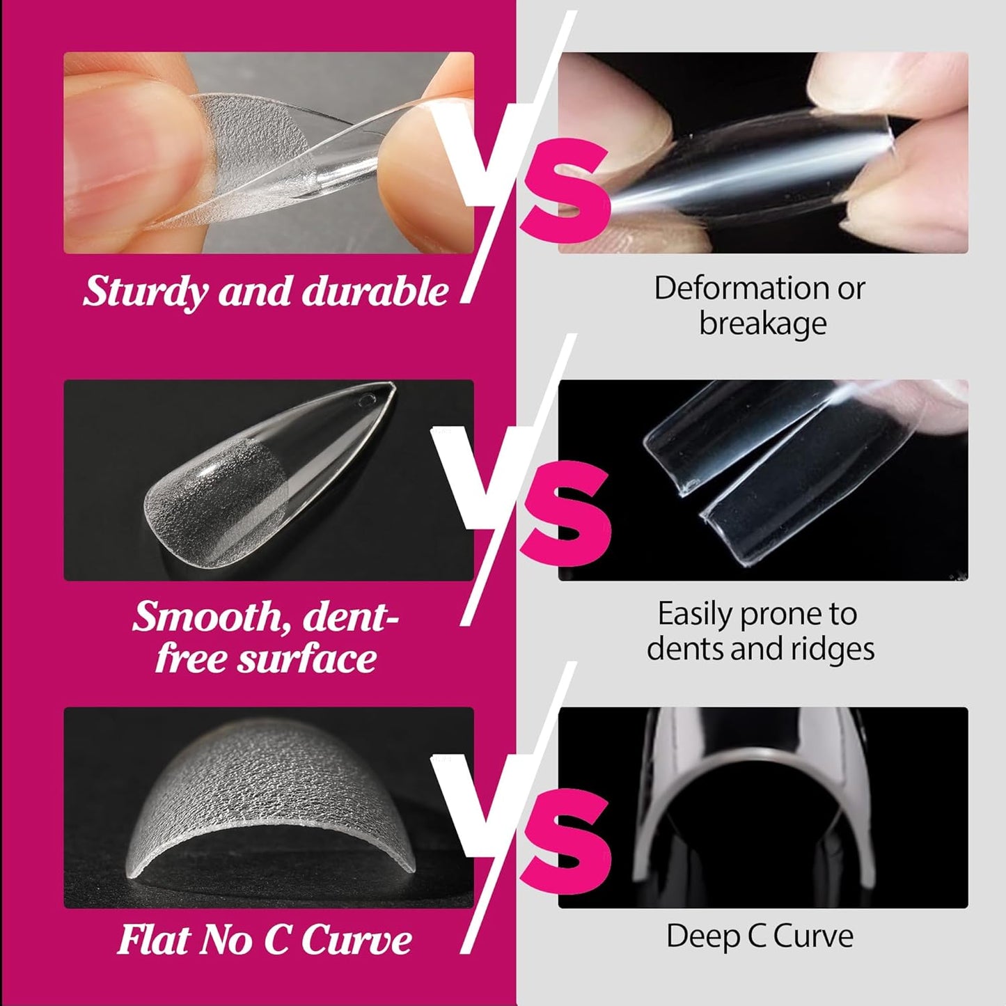 UNA GELLA Long Stiletto Gel Nail Tips Halloween Full Cover 504PCS Pre-shape Long Stiletto Almond Fake Clear Nails Tips No Need File Gel Tips No C Curve for Nail Extension DIY Art Salon 12 Sizes