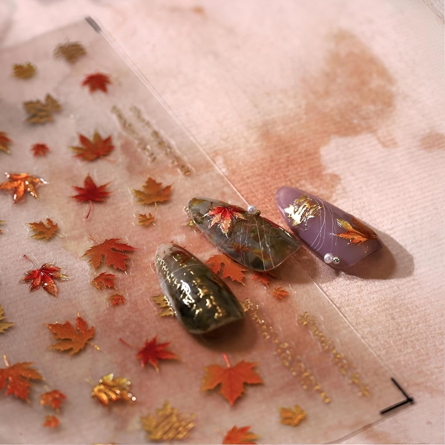 Fall Nail Stickers for Nail Art 5D Embossed Autumn Maple Leaves Nail Decals Thanksgiving Day Nail Art Stickers Self Adhesive Gold Nail Design Fall Nail Art Supplies for Women Girls