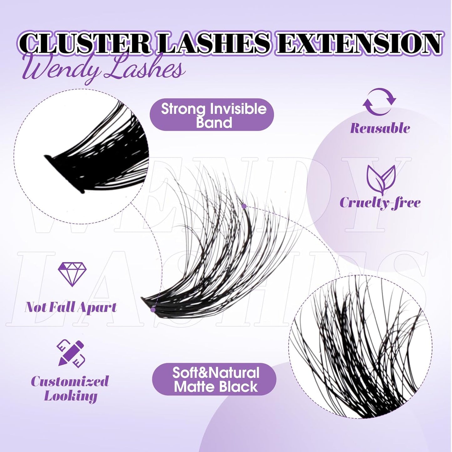 Lash Clusters With Bottom Lashes 60/80D C/D Curl 12-18mm Multi-types Individual Clusters Eyelash Extensions, Spike, Wispy Lash clusters(60/80D-3D)