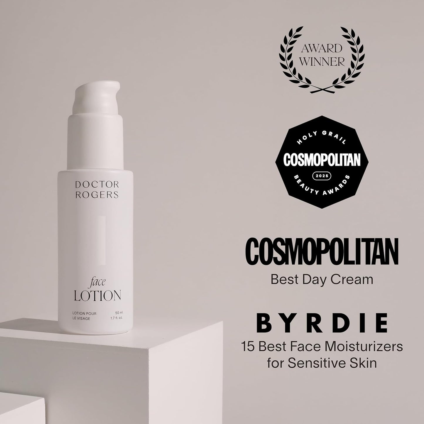 Doctor Rogers Face Lotion. Unscented Moisturizing Lotion for Sensitive Skin. Lightweight Hydration. Moisturize & Strengthen Skin, Fragrance & Paraben Free 1.7 Ounce (50ml)